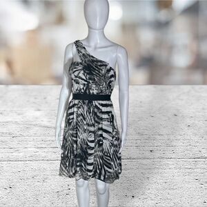 Vince Camuto Animal Print One Shoulder Cocktail Dress NWT Safari Core